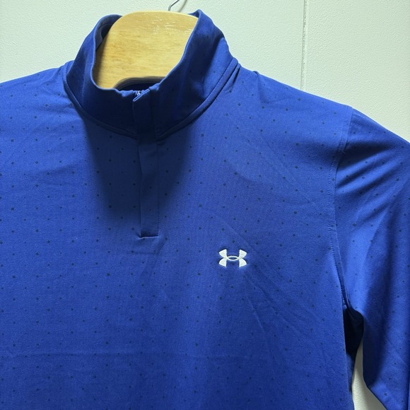 Men's Under Armour Golf Quarter Zip All Over Print Blue Size Large Loose Fit - Picture 2 of 8